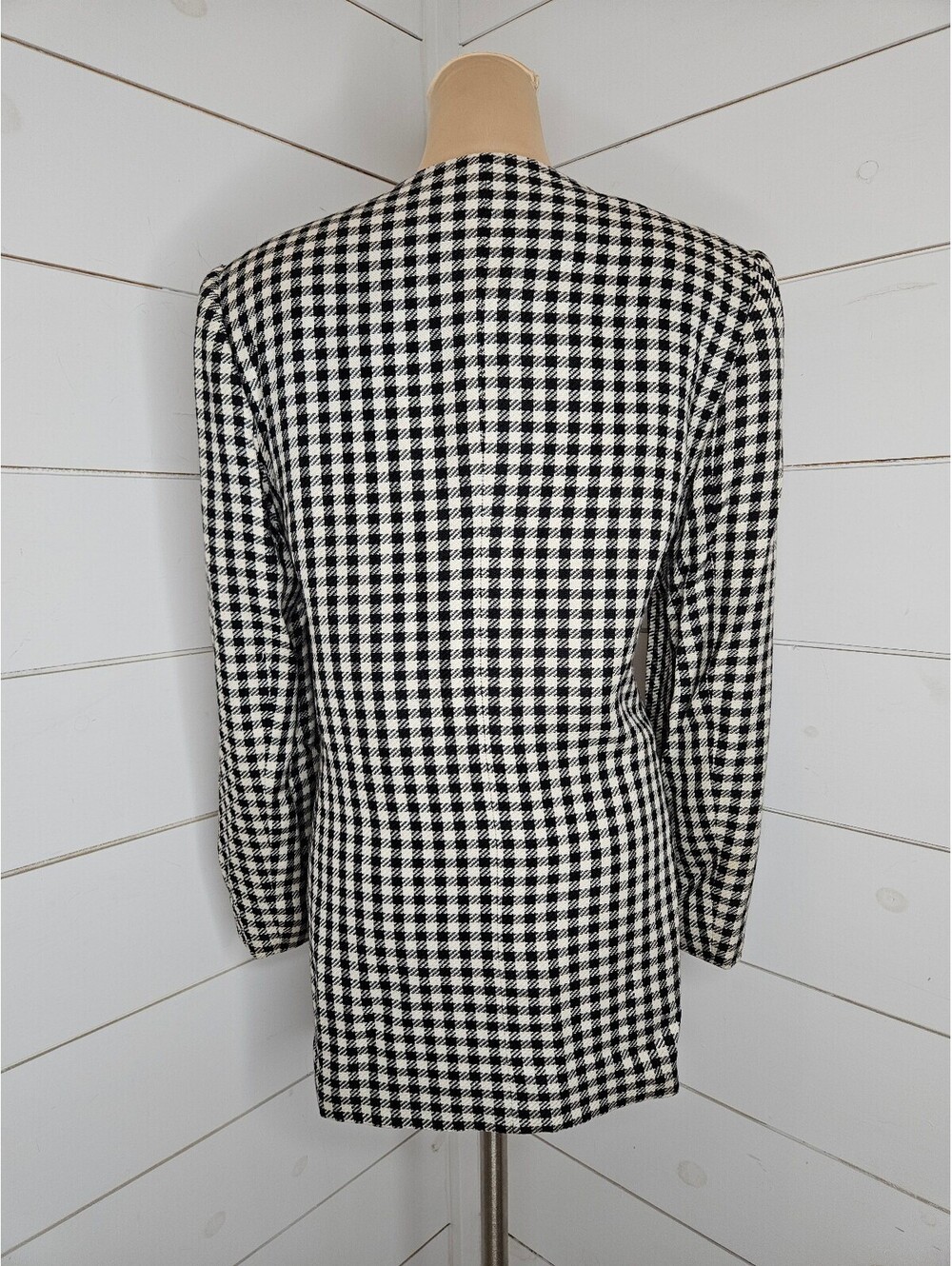 Vintage Le Suit size 12 black & white houndstooth blazer jacket - Picture 3 of 5